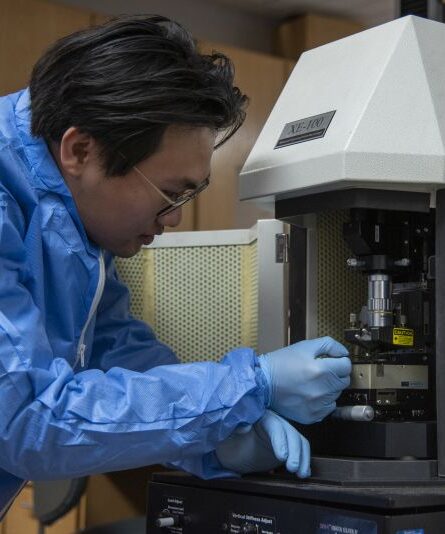 Technician working in Dr. Wang's Lab 